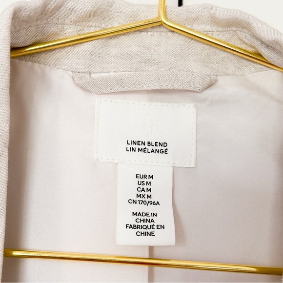 H&M Linen Blend Blazer- Neutral Lightweight Casual Workwear - Picture 8 of 9